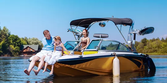 Family on boat
